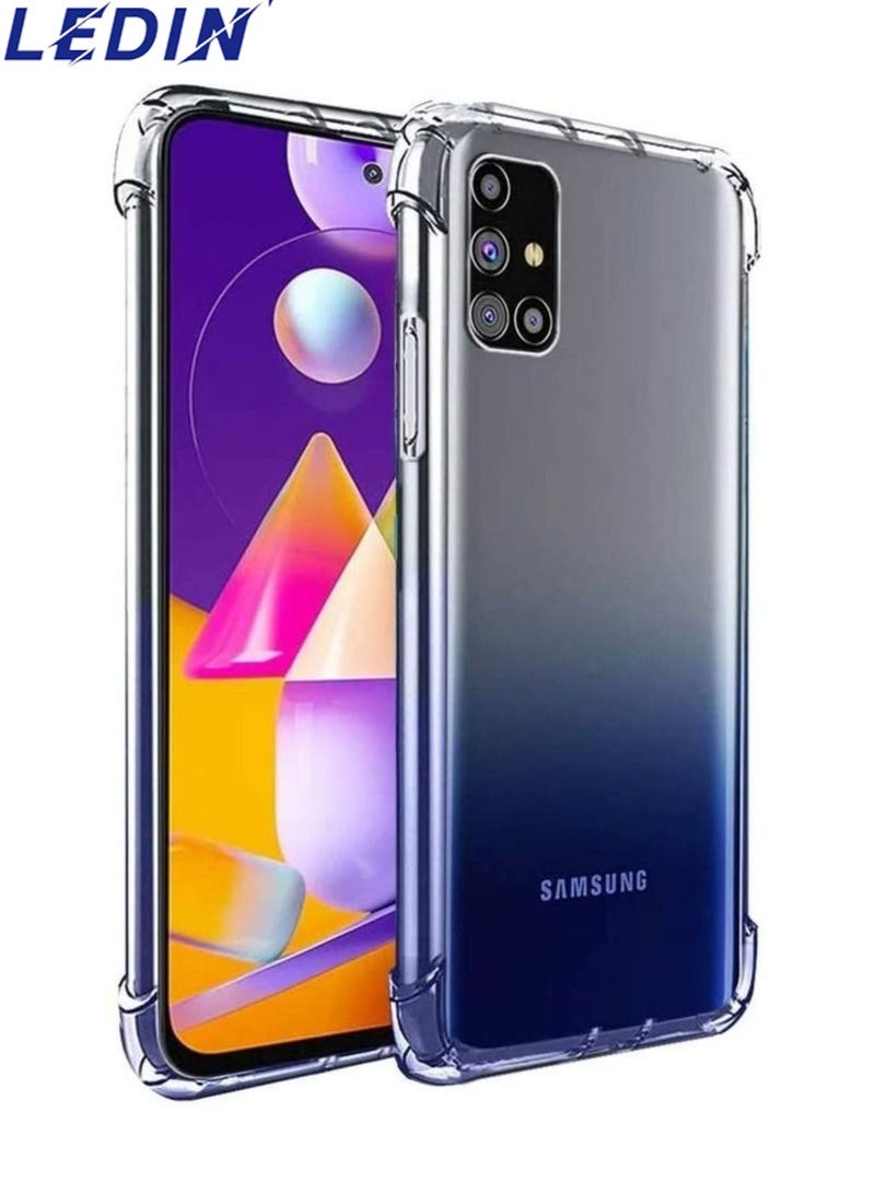 LEDIN Case for Samsung Galaxy M31s Clear Case Soft Flexible Silicone Back Cover Shockproof Anti Scratch Case with Reinforced Bumper Corner Compatible for Samsung Galaxy M31s Clear