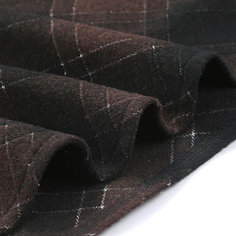 IDEALSANXUN Womens Plaid Wool Skirts Elastic Waist A-Line Pleated Tartan Long Skirts (XX-Large, Coffee 2005) - Image 2