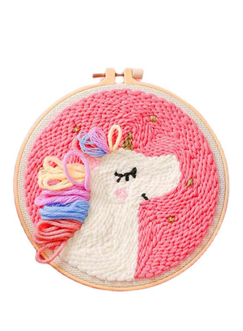 Craft Kits for Adults Complete Embroidery Kit for Beginners and Hobbyists Cross Stitch Kits with Embroidery Cloth Plastic Hoop Needles and Threads Instructions (Rainbow Horse) - Image 1