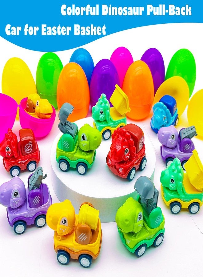 AMENON 12 Pack 3.8" Jumbo Easter Eggs Prefilled with Dinosaur Pull Back Cars, Easter Eggs with Toys Inside Pull Back Construction Vehicles Kids Toddlers Boys Girls Easter Basket Stuffers Fillers Egg Hunt - Image 5
