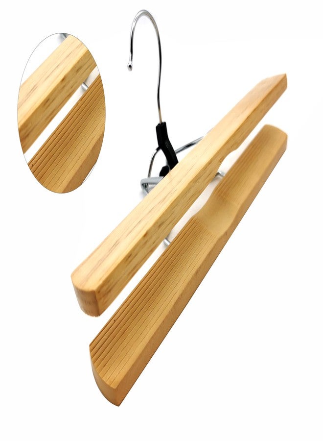 Richards Wooden Pants Hangers - Wood Skirt Hangers - 6 Pack - for Men Shorts and Pants and Women Dress Clothes - Non Slip Slim Closet Space Saving - Image 2