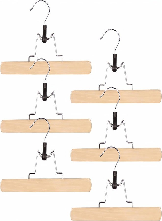 Richards Wooden Pants Hangers - Wood Skirt Hangers - 6 Pack - for Men Shorts and Pants and Women Dress Clothes - Non Slip Slim Closet Space Saving - Image 1