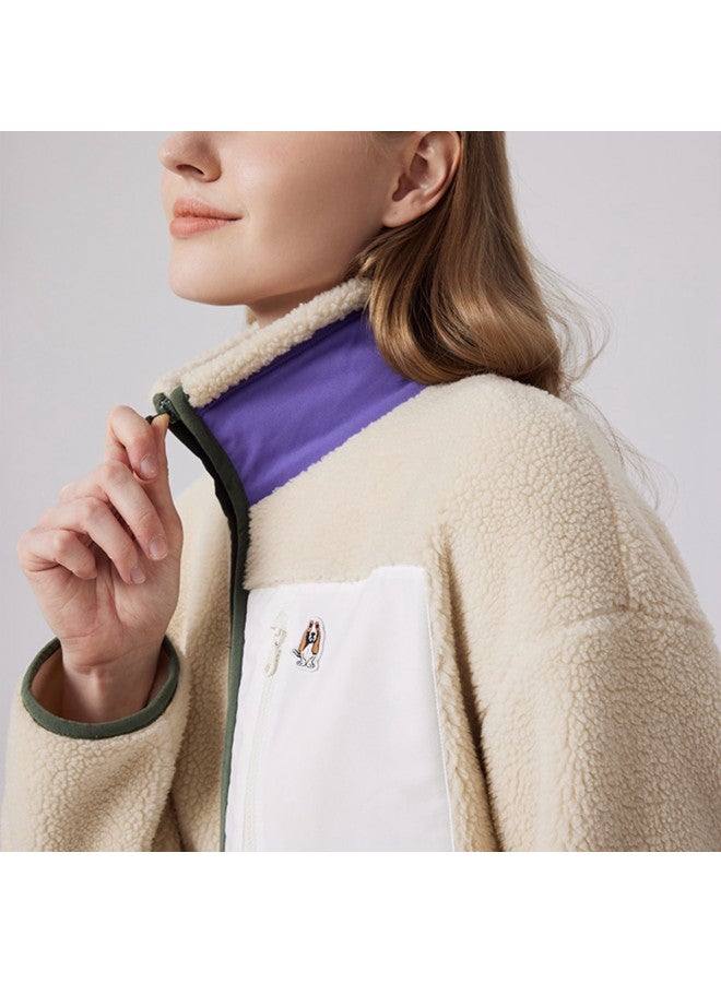 Hush Puppies Autumn Retro Color Blocking Faux Shearling Warm Women's Coat - Image 3