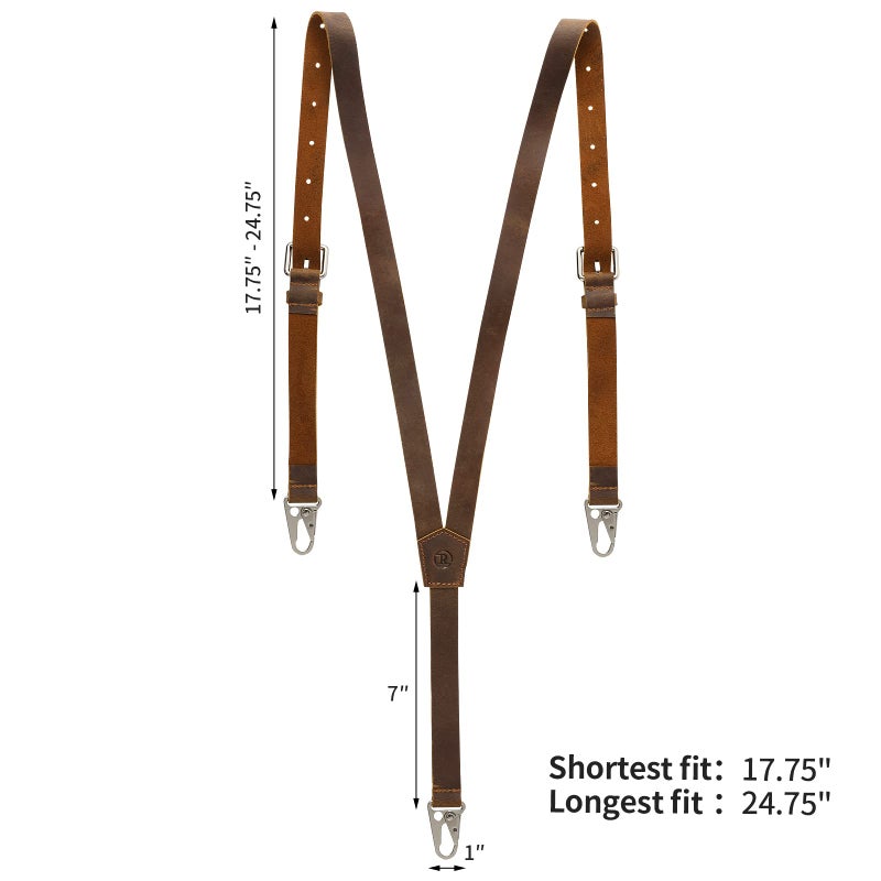 Ringsun Genuine [Leather] [Suspender]s for Men, Y Design, Adjustable, Wedding & Party Essentials, Dark Brown - Image 2