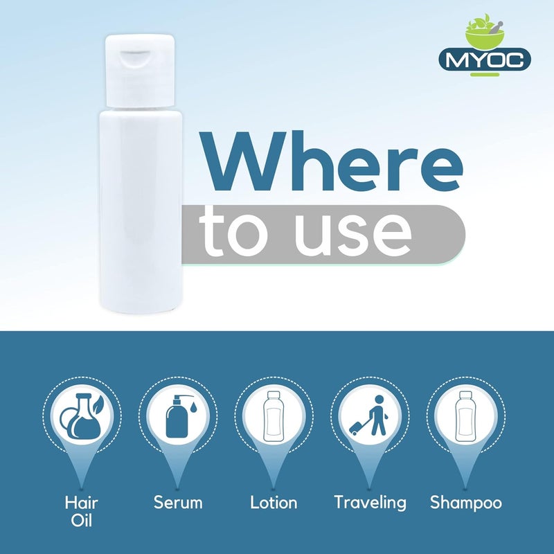 Myoc MYOC White Empty Plastic Portable Bottle Cosmetic Grade Container Refillable & Reusable Leak Proof Squeeze Bottles with White Flip Cap Durable for Sanitizers Oil Serum-30ml (Pack of 30)  - Image 5