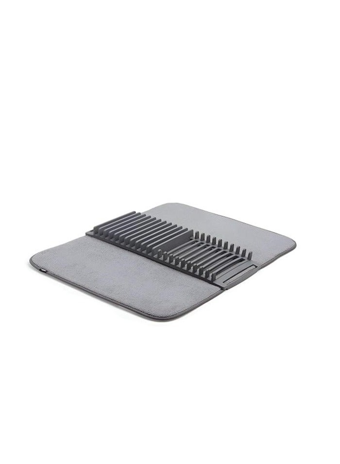 Dish Rack and Microfiber Drying Mat – Space-Saving Design Folds Up for Easy Storage, Basic Rack, Gray. - Image 4