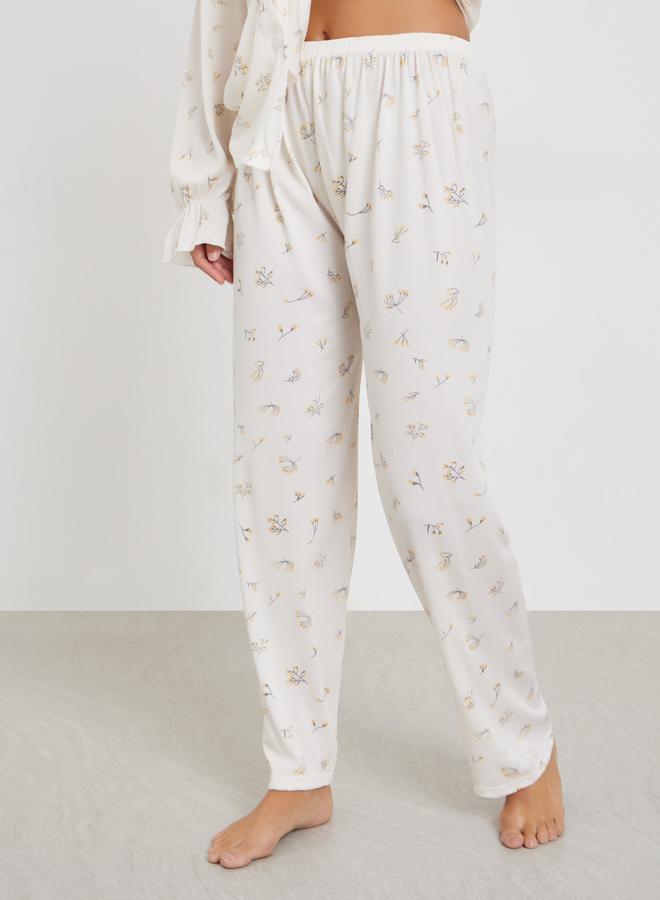 Styli Floral Print Round Neck Shirt and Pyjama Set - Image 5