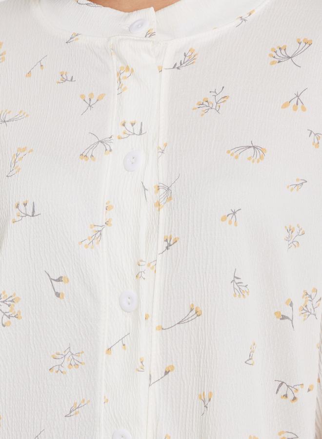 Styli Floral Print Round Neck Shirt and Pyjama Set - Image 4