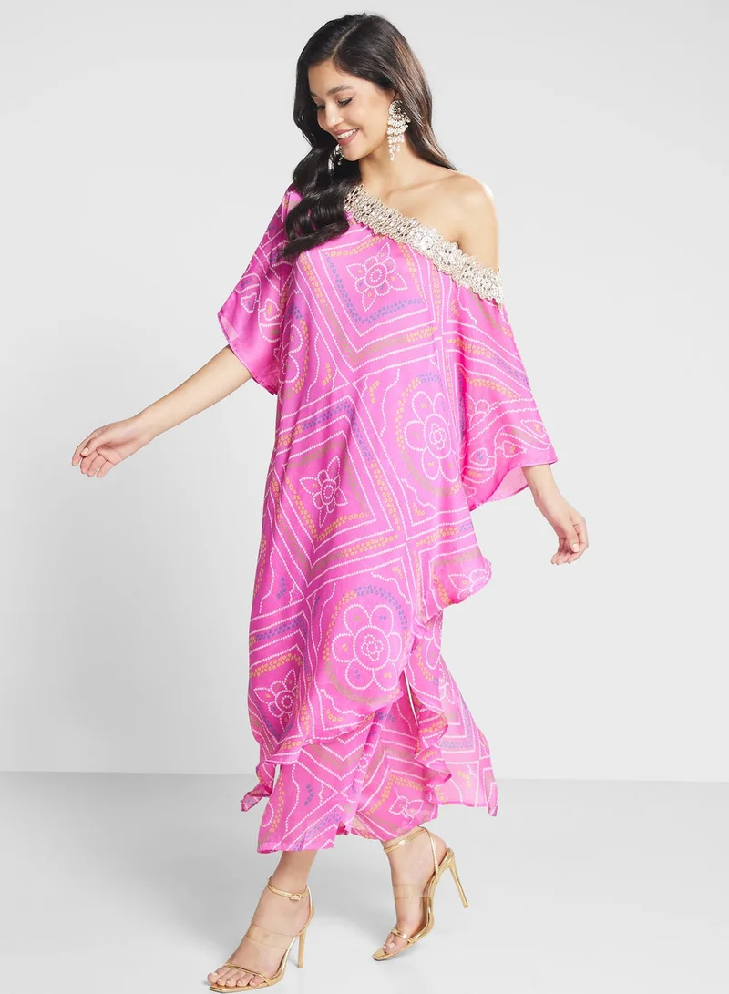 The Arab Crab Printed Asymmetrical Top & Pant Set