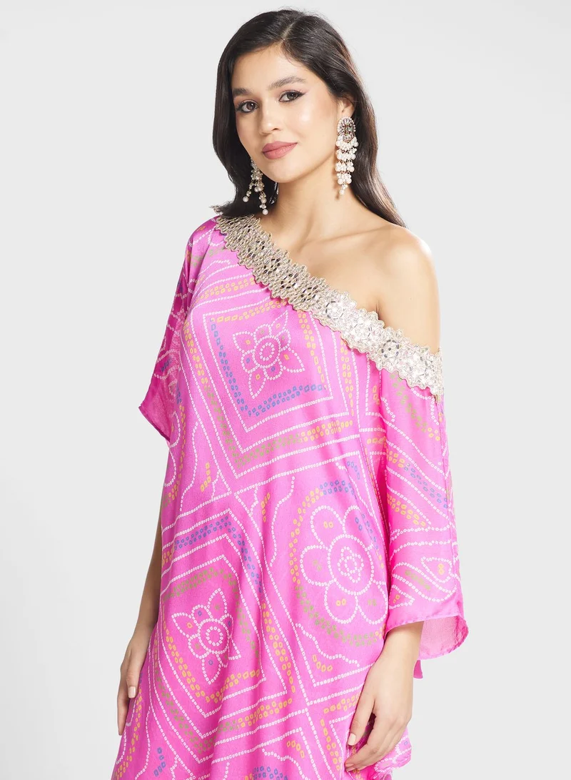 The Arab Crab Printed Asymmetrical Top & Pant Set