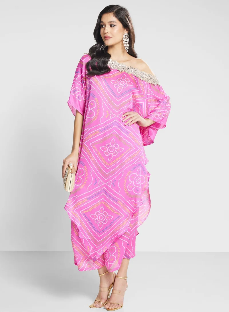 The Arab Crab Printed Asymmetrical Top & Pant Set