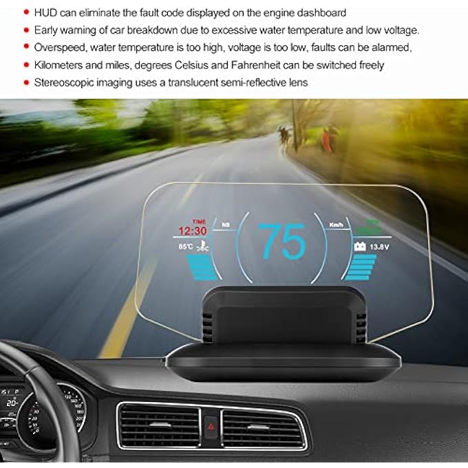 Luocute Heads Up Display Hud Stereo Imaging Fault Obd2 Gps Powerful Practical Display Early Warning Hud Obd2 Gps Dual Mode For All - Image 3