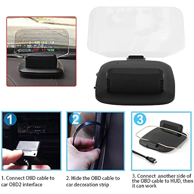 Luocute Heads Up Display Hud Stereo Imaging Fault Obd2 Gps Powerful Practical Display Early Warning Hud Obd2 Gps Dual Mode For All - Image 4