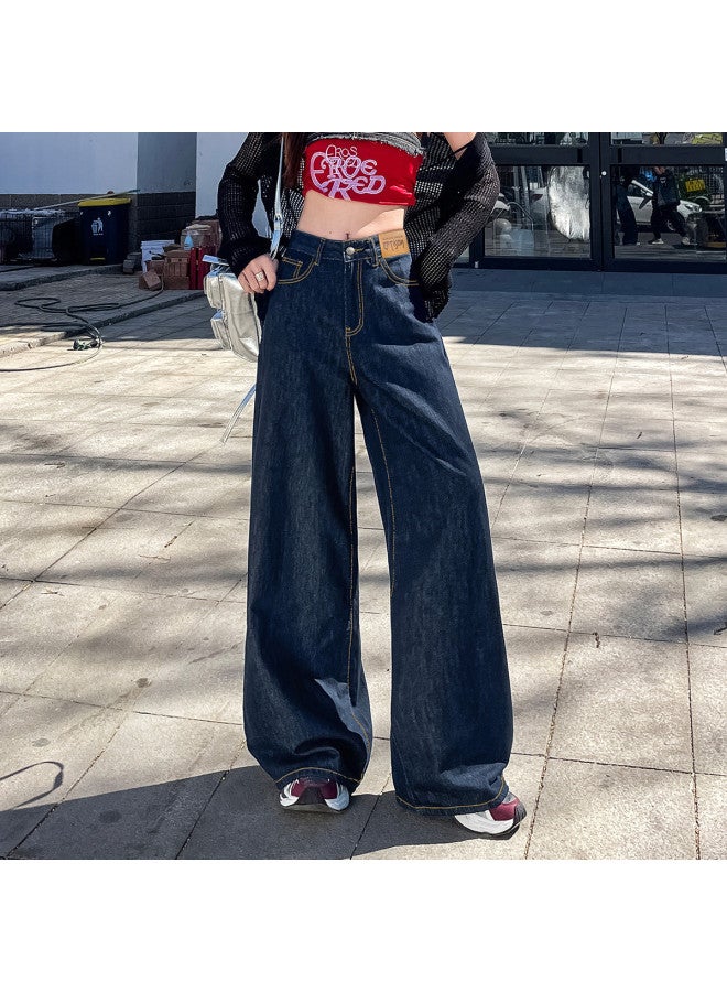 EPTISON Retro Cool Hong Kong Style Women's Jeans 2025 Summer High Waist Loose Fit Flared Wide Leg Pants - Image 4