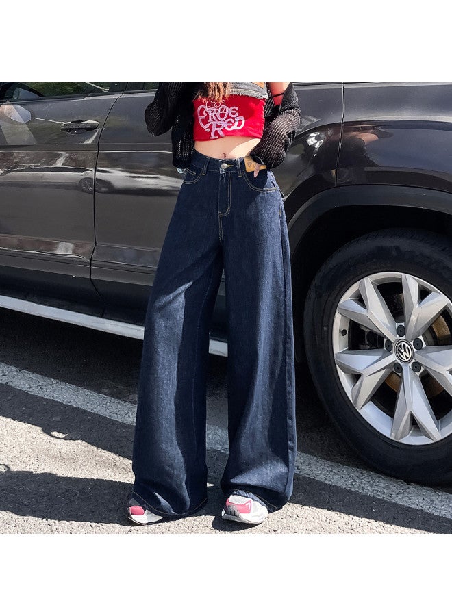 EPTISON Retro Cool Hong Kong Style Women's Jeans 2025 Summer High Waist Loose Fit Flared Wide Leg Pants - Image 5