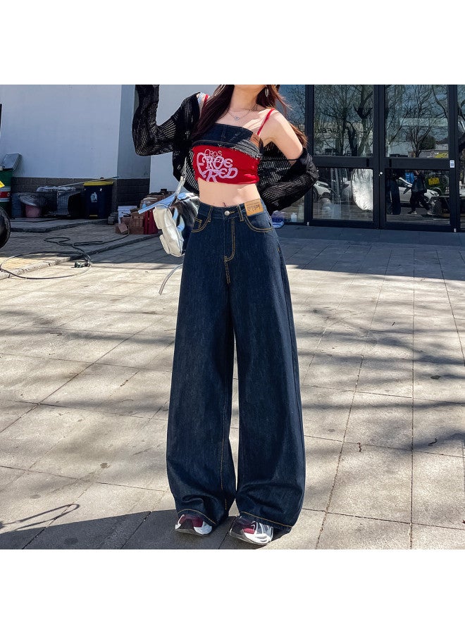 EPTISON Retro Cool Hong Kong Style Women's Jeans 2025 Summer High Waist Loose Fit Flared Wide Leg Pants - Image 3