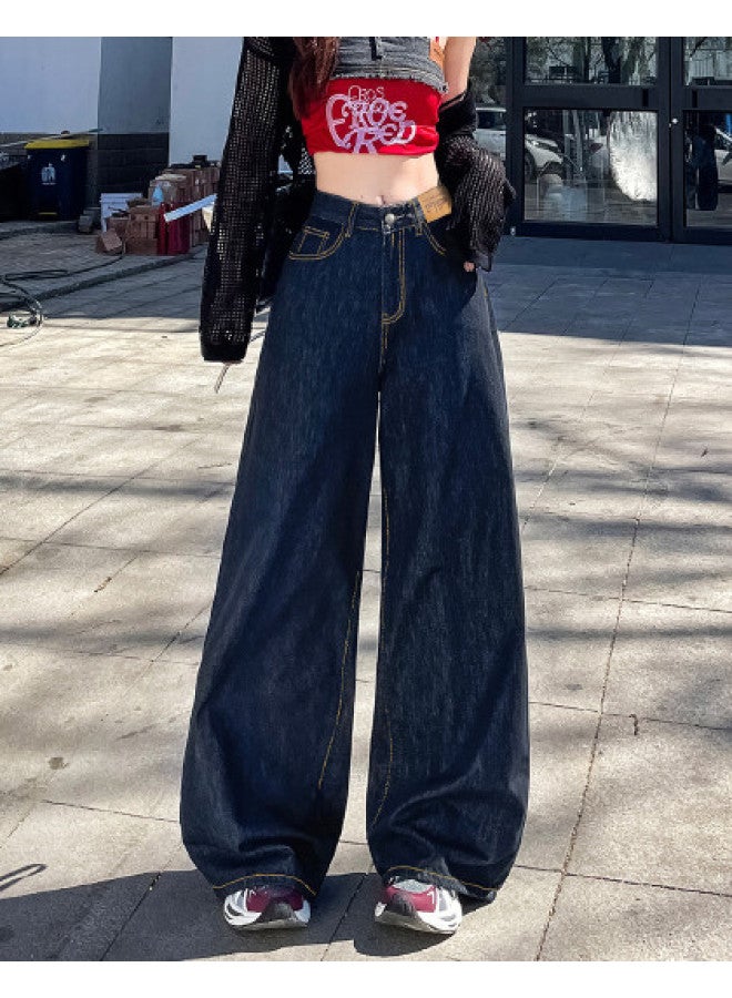 EPTISON Retro Cool Hong Kong Style Women's Jeans 2025 Summer High Waist Loose Fit Flared Wide Leg Pants - Image 1