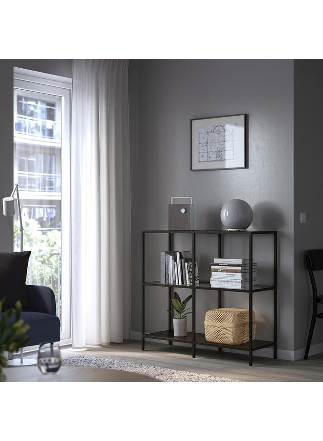 زبون وحدة رفوف، أسود-بني/زجاج، 100×93 سم - Image 2