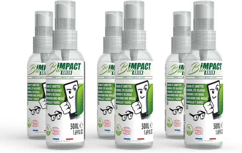 Screen cleaner phones and glasses cleaner - 6X50ml - certified by Ecocert