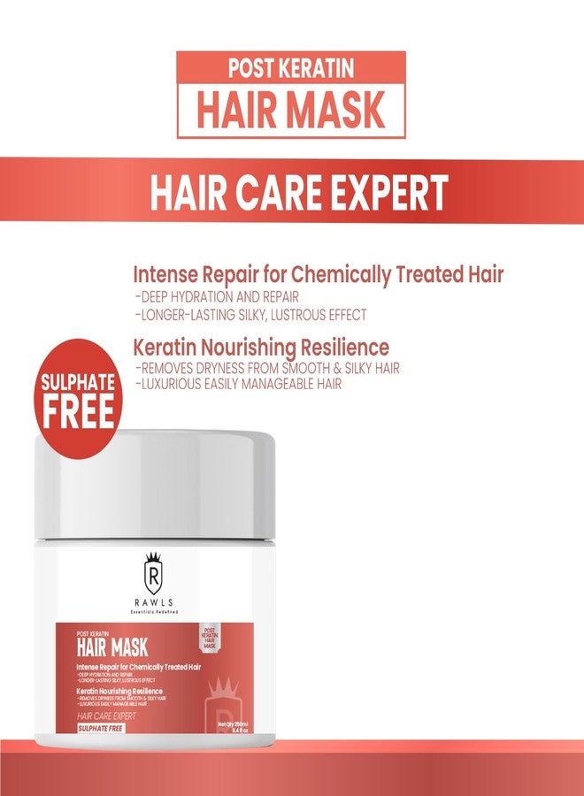 RAWLS Post Keratin Hair Mask for Intense Damaged Hair Repair, Dry, Damaged, and frizzy Hair, Chemical treated hair mask for Smoothening Hair| Sulphate Free | - 200 ml - Image 4