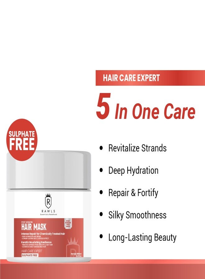 RAWLS Post Keratin Hair Mask for Intense Damaged Hair Repair, Dry, Damaged, and frizzy Hair, Chemical treated hair mask for Smoothening Hair| Sulphate Free | - 200 ml - Image 3