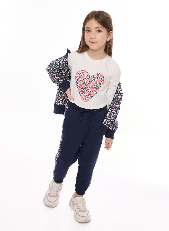 Victor And Jane Pack of 3 - Girls Heart Print T-Shirt, Jacket and Joggers - Image 1