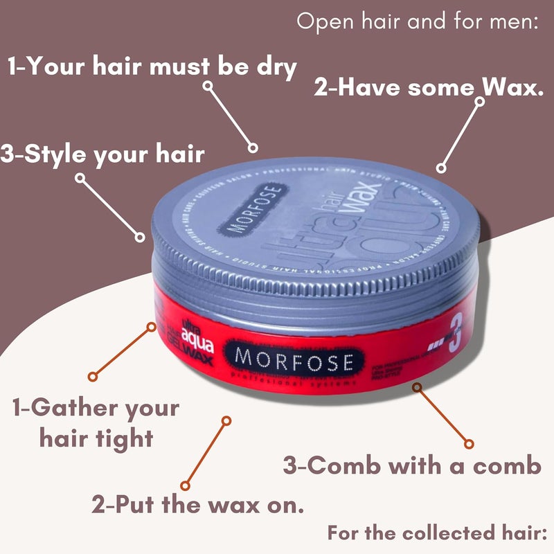 MORFOSE Ultra Aqua Hair Gel Wax with Shiny and Strong Flexible 3 Hold, Manage Flyaways, Braids, and Curls, Hair Styling for Women and Men, Strawberry Scent, 5.92 Fl. Oz, (ultra aqua) - Image 5