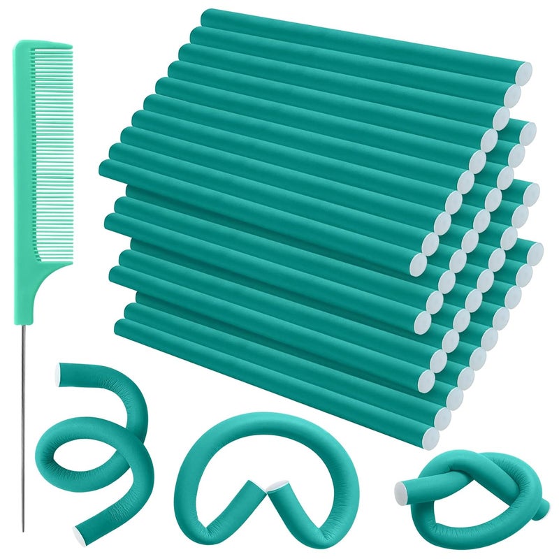 Rainmae 40PCS Flexible Curling Rods Set  No Heat Hair Rollers for Short  Long Hair Twist Foam Rollers with Comb Colors Random 