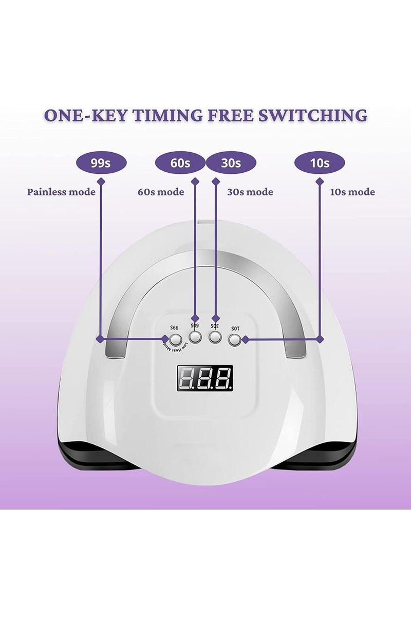 مصباح LED للأظافر، مصابيح سريعة لتجفيف الأظافر للاستخدام المنزلي، مستشعر تلقائي، 4 إعدادات للمؤقت، أدوات احترافية لتزيين الأظافر، 80 واط - Image 5