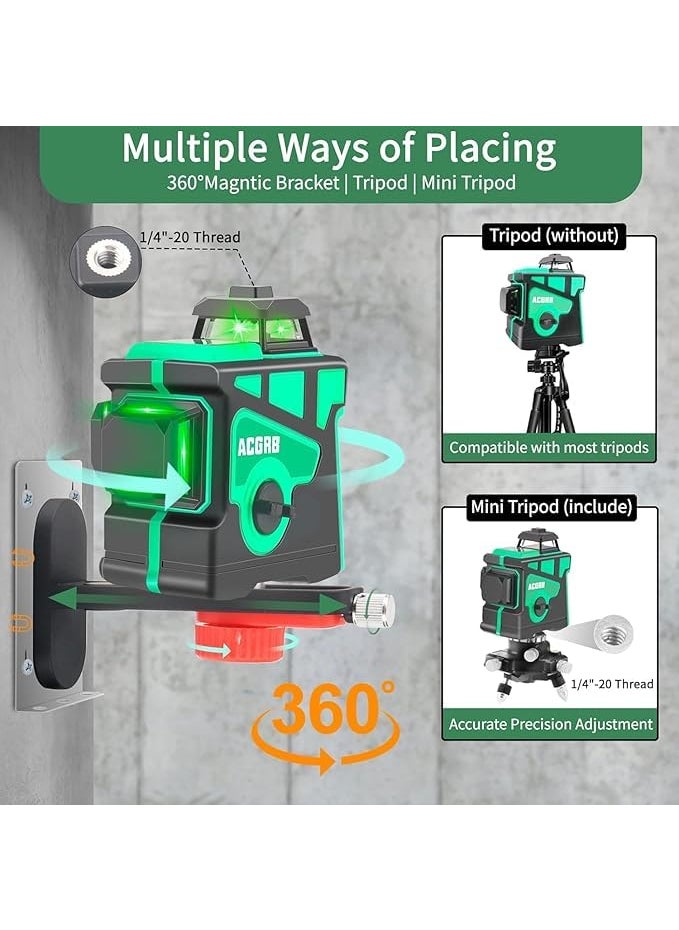 IGNITO 3D Laser Level Line Tool Laser Light Machine 3x360 Level Measurement Tool with Stand Vertical Horizontal Cross SelfLeveling Tool for Construction 12 line Laser Level Machine