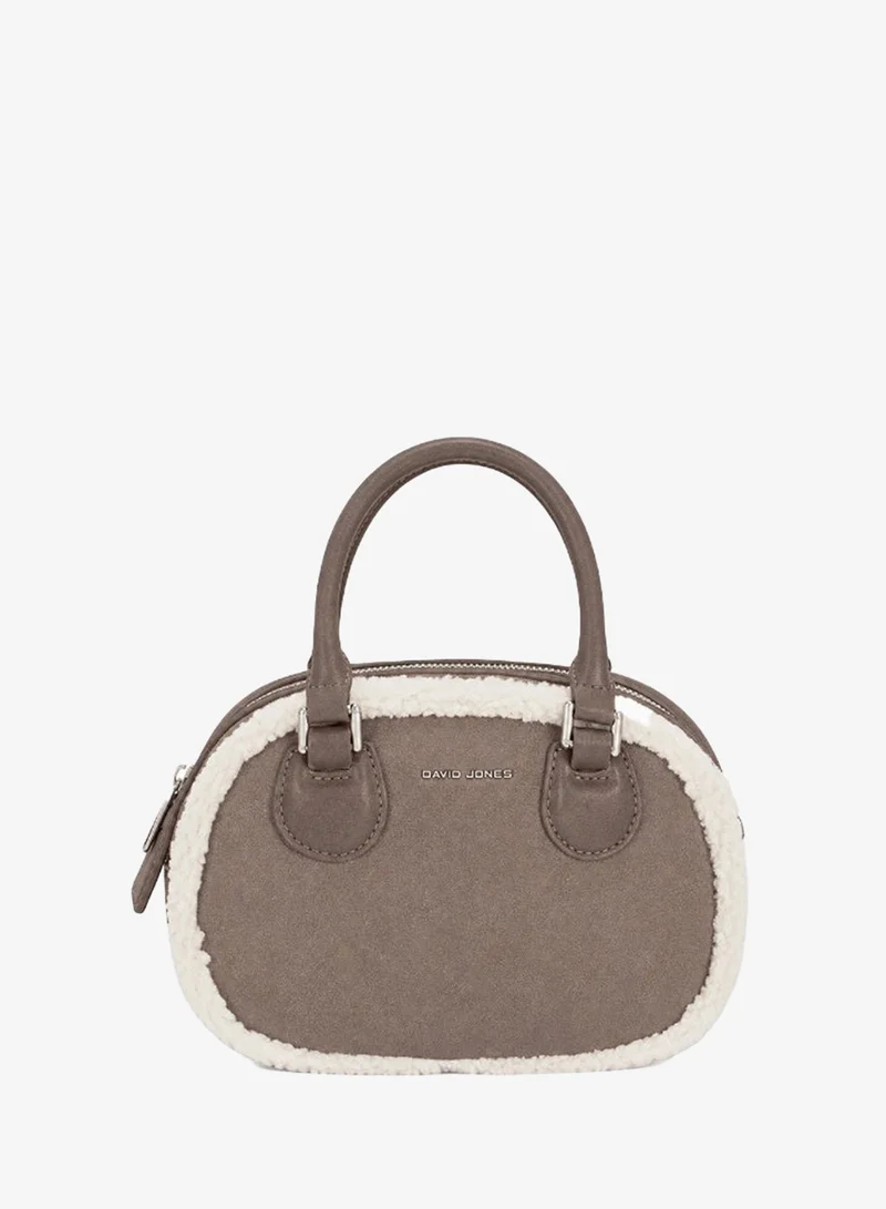 David Jones Fungi David Jones wool and suede handbag in model cm7752- Faux leather and wool hand dual wear fluffy bag vintage and classic bag for unique style for Women | Best Price UAE