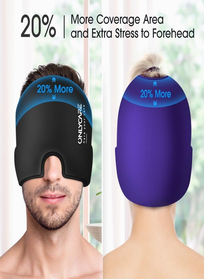 ONLYCARE Migraine Relief Cap, Upgraded Odorless Migraine Ice Head Wrap, Headache Relief Hat for Migraine, Black & Purple - Image 5