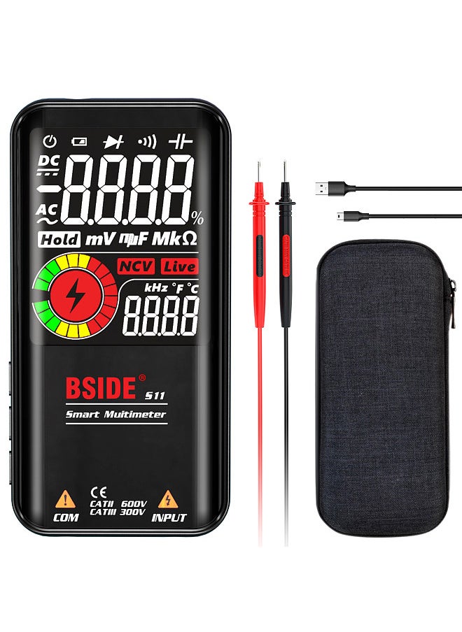S11 Intelligent 9999 Counts Multimeter Digital LCD Display Rechargeable Universal Meter AC/DC Voltmeter Ohmmeter Test Resistance Capacitance Frequency Diode Continuity NCV Live Line