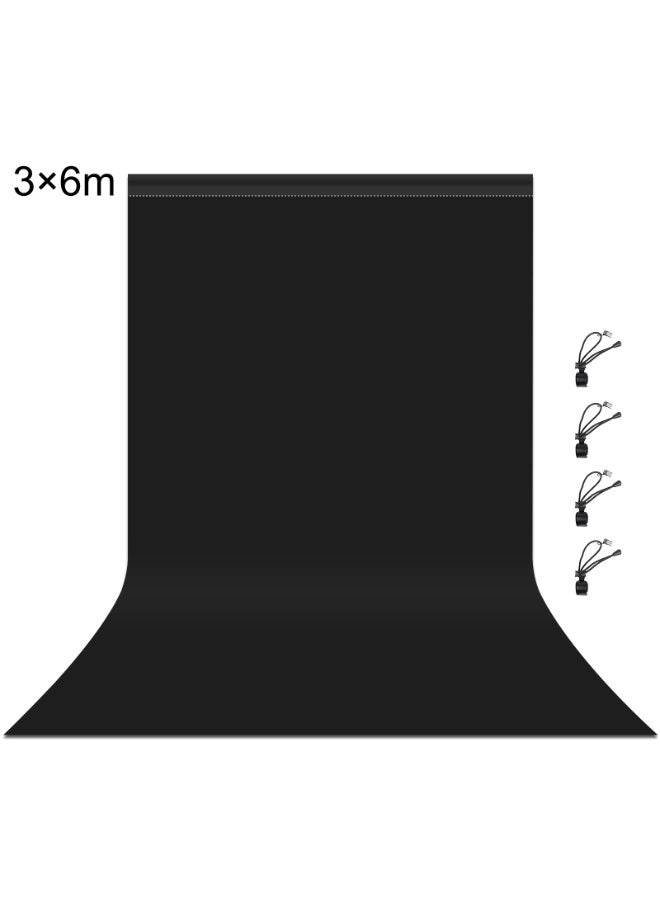 PULUZ 118.1Inch*236.2Inch Black Polyester  Backdrop Background for Photography Photo Booth Backdrop for Photoshoot Background Screen Video Recording Parties Curtain - Image 1