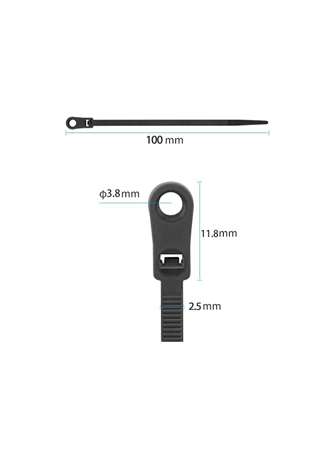 promass 100PCS 4inch Zip Ties with Screw Hole, Mountable head Cable Tie, Multipurpose Heavy Duty Nylon Zip Tie for Indoor & Outdoor Use - Image 3