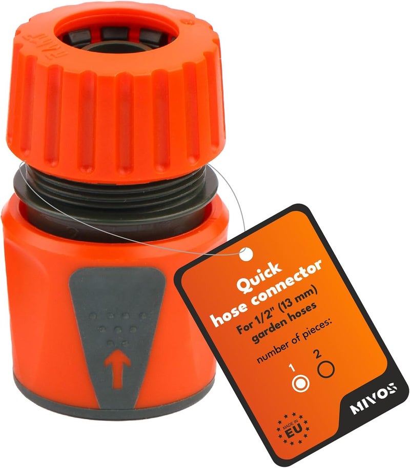 MIVOS موصل خرطوم لخرطوم الحديقة 1/2 بوصة (13 مم) - اقتران سريع لخرطوم المياه لسهولة التوصيل بالصنبور وأجهزة الري - Image 1
