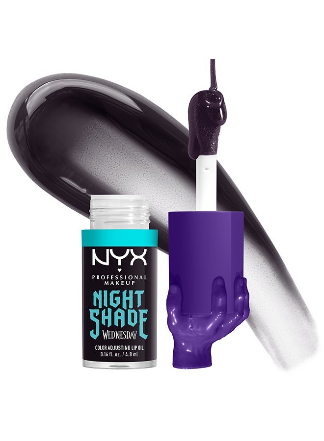 NYX PROFESSIONAL MAKEUP Wednesday Cello Vivid Matte Liquid Eyeliner & Wednesday Color-Shifting Lip Oil, Nightshade, Lip Oil, 12H Hydration, High-shine Finish Bundle - Image 3