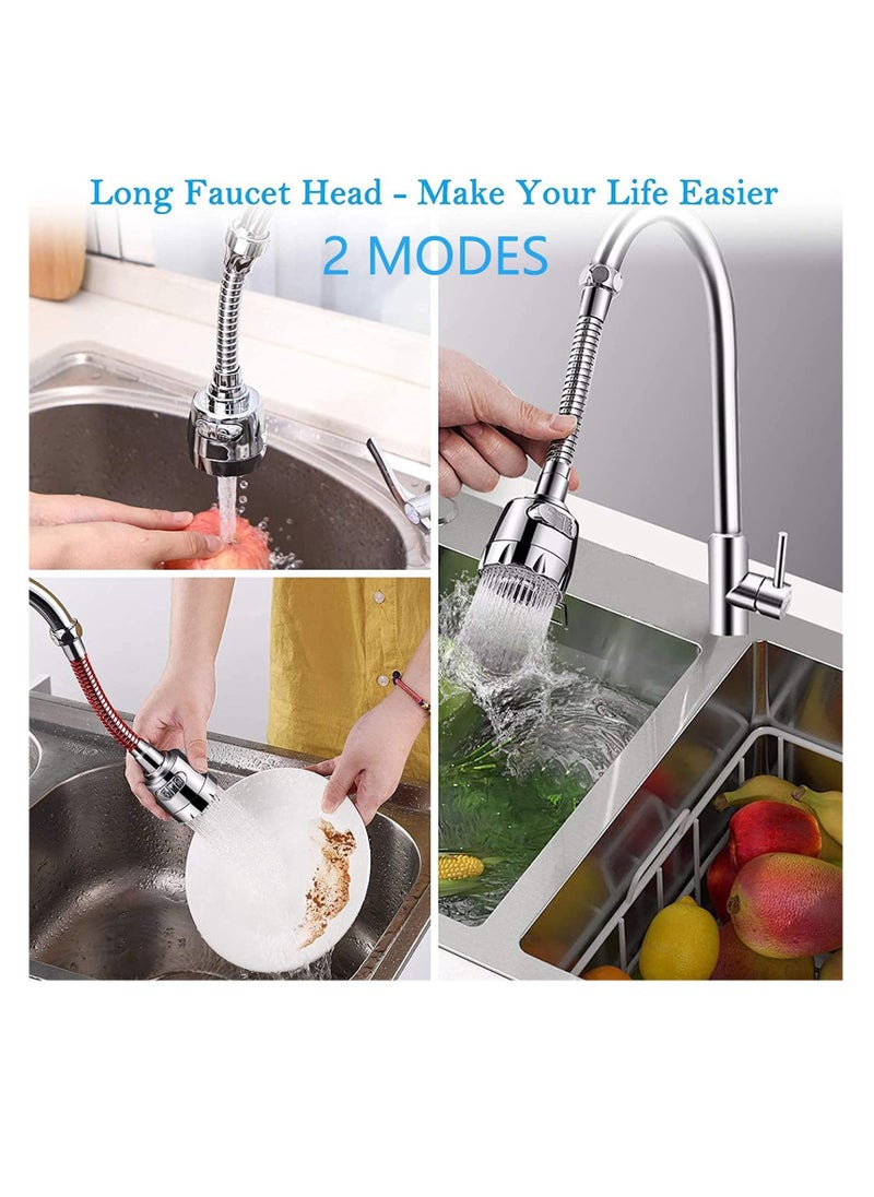 Excefore - Kitchen Tap Spray Head Faucet Aerator Adapter-360° Swivel Faucet ABS Anti-Splash Faucet Sprayer Head Replacement-Flexible Faucet Sprayer Sink Nozzle Attachment with 2 Modes for Bathroom - Image 1