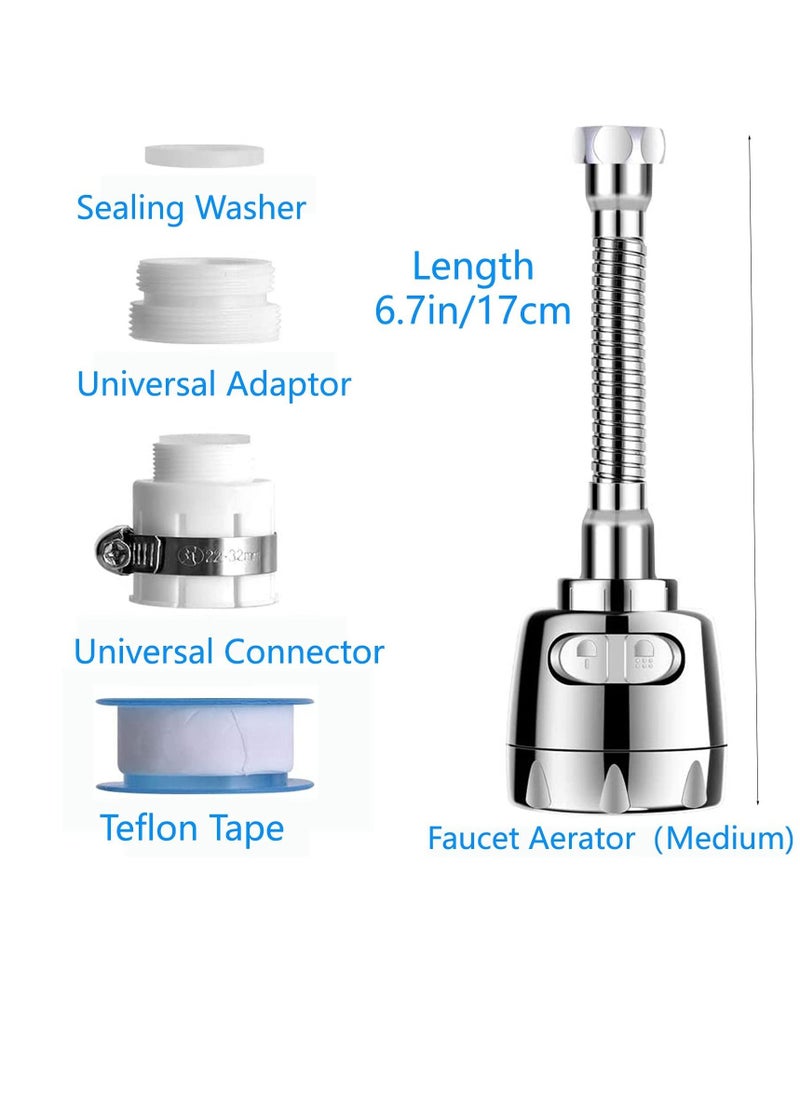 Excefore - Kitchen Tap Spray Head Faucet Aerator Adapter-360° Swivel Faucet ABS Anti-Splash Faucet Sprayer Head Replacement-Flexible Faucet Sprayer Sink Nozzle Attachment with 2 Modes for Bathroom - Image 1