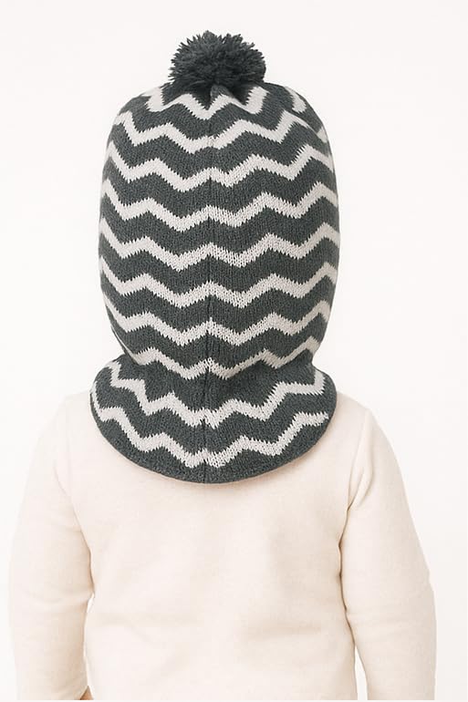 MIKONIKO Woolen Monkey Beanie Cap for Babies – Soft & Warm Winter Cap for Baby Boys & Girls Black (6-12 Months) - Image 2