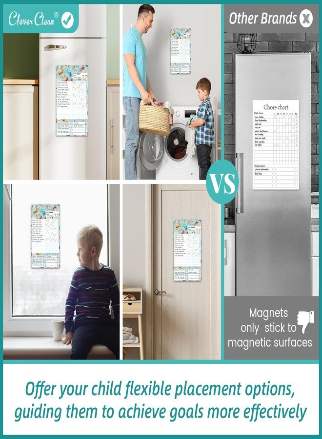 Clever Clean Dry Erase Chore Chart for Kids, Reusable Reward Chart, Non-Magnetic Kids Chore Board Clings to Any Smooth Surfaces, 6 Dry Erase Markers Included (Video Game) - Image 2