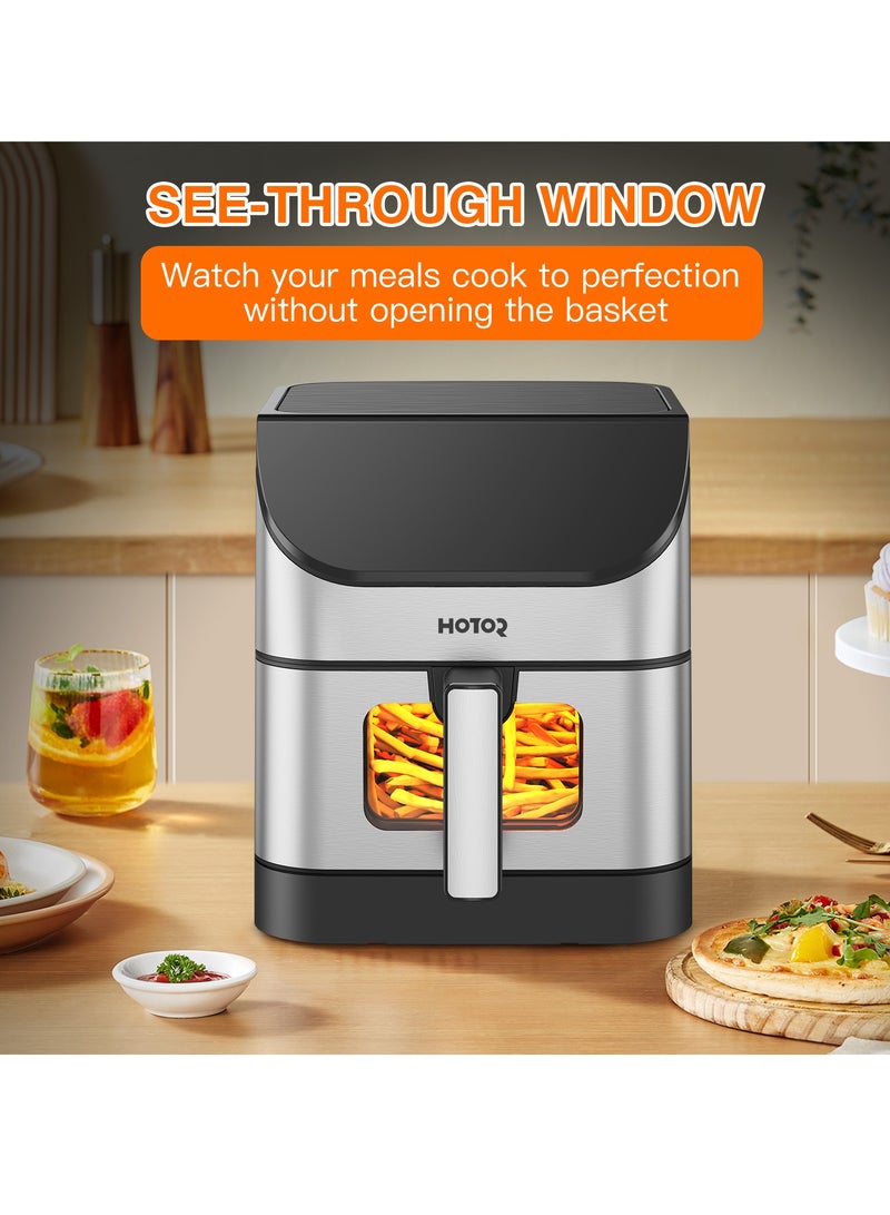 HOTOR قلاية هوائية سعة 6 لتر مع شاشة LCD ذكية تعمل باللمس تقرمش وتحميص وإعادة تسخين وتجفيف للوجبات السريعة والسهلة - Image 4