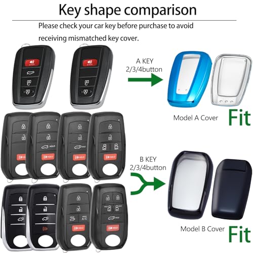 Lcyam Key Fob Cover Fits for Toyota 2026 2025 Sequoia Camry Corolla Rav4 Sienna Highlander 4runner TRD Off Road Tacoma Pickup 3/4/5/6 Buttons Smart Key(Silver) - Image 2
