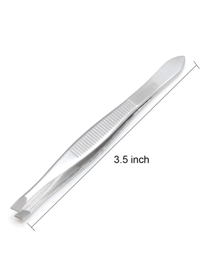 Luxxii 3 Pack Slant Tweezers  Precision Stainless Steel Slant Tip Tweezers Hair Plucker for Hair and Eyebrows Personal Care Silver Tone - Image 5