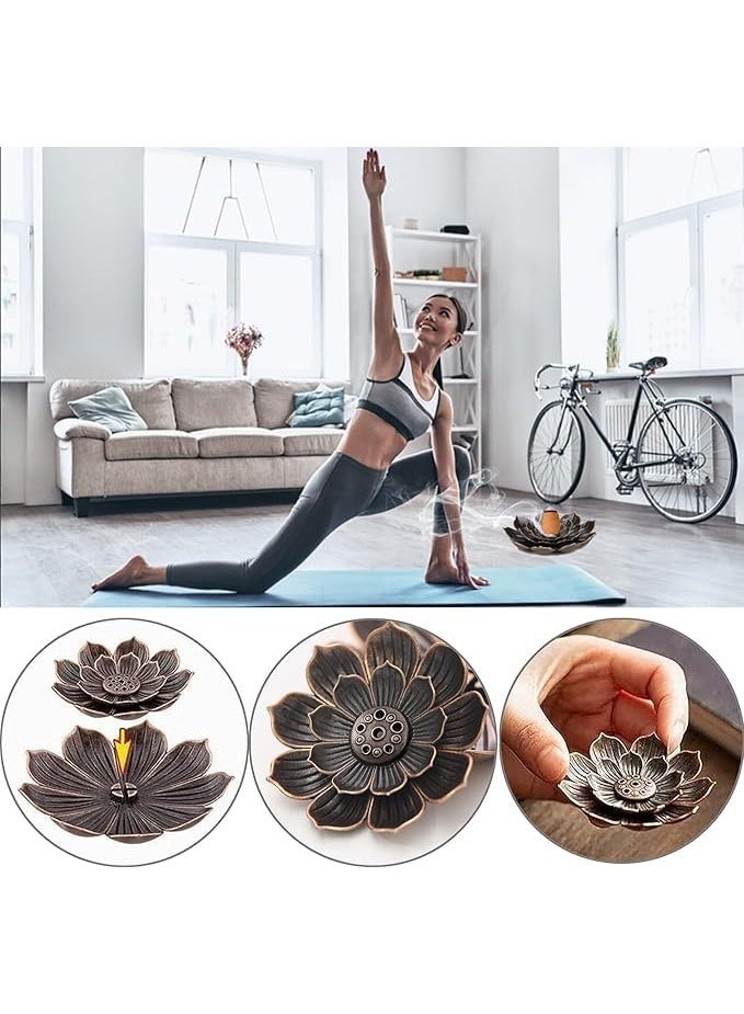 Lotus Incense Burner Holder for Sticks 6 Holes Decorative Home Office Durable Metal (Large 8.5cm) - Image 5
