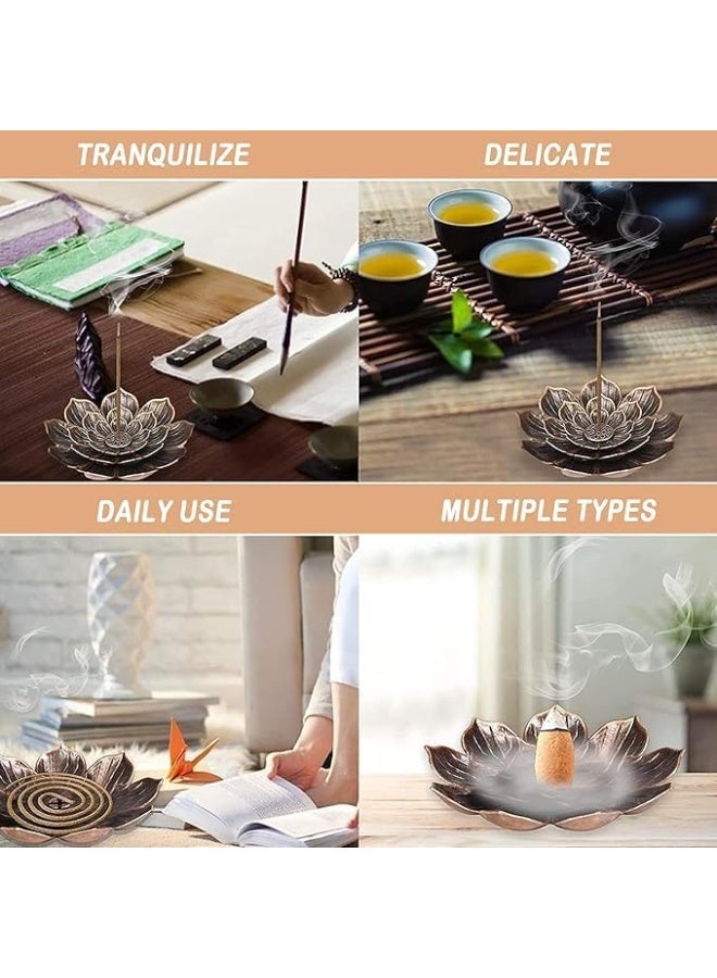 Lotus Incense Burner Holder for Sticks 6 Holes Decorative Home Office Durable Metal (Large 8.5cm) - Image 4