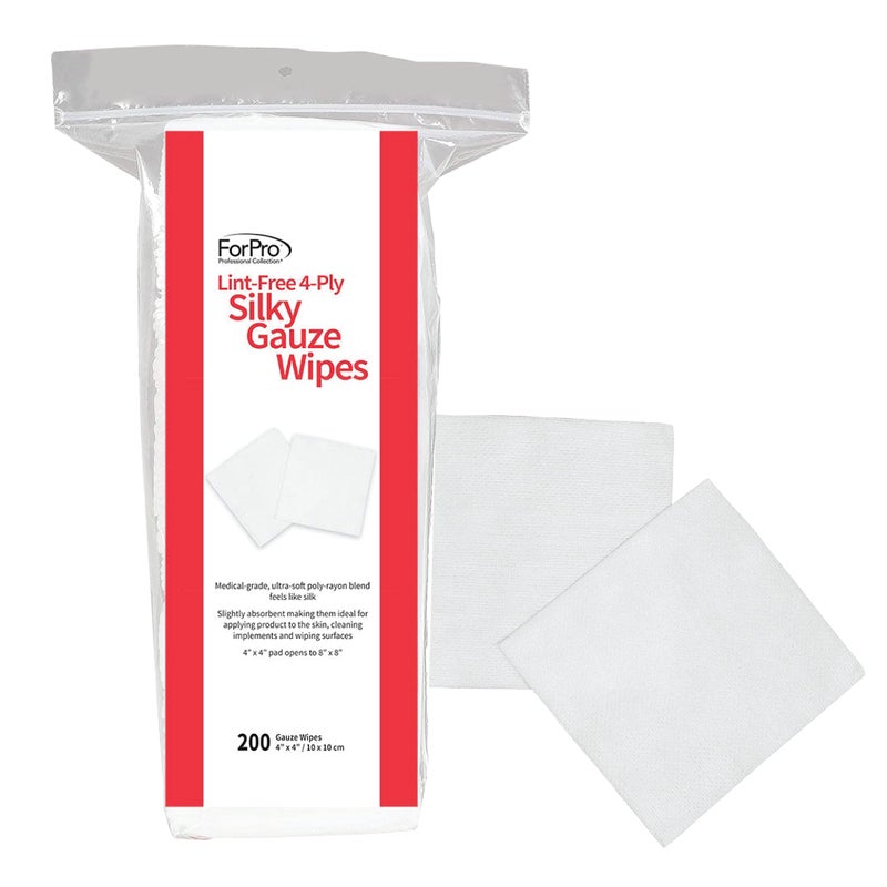 ForPro Professional Collection LintFree 4Ply Silky Gauze Wipes 100 LintFree UltraSoft for Product Application and Medical Care 4 x 4 200Count - Image 1