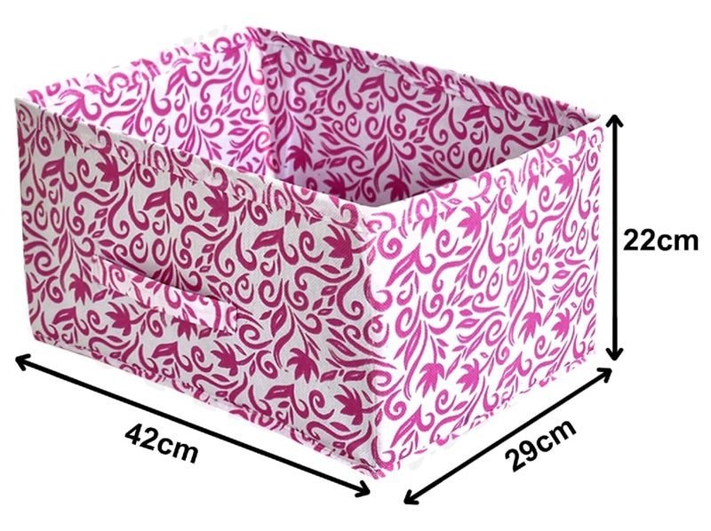 Kuber Industries Kuber Industries Fabric Leaf Print Flodable Storage BoxDrawer Storage And Cloth OrganizerStorage Box For ToysStorage Box Gor Clothes PinkKubmart16004 - Image 5