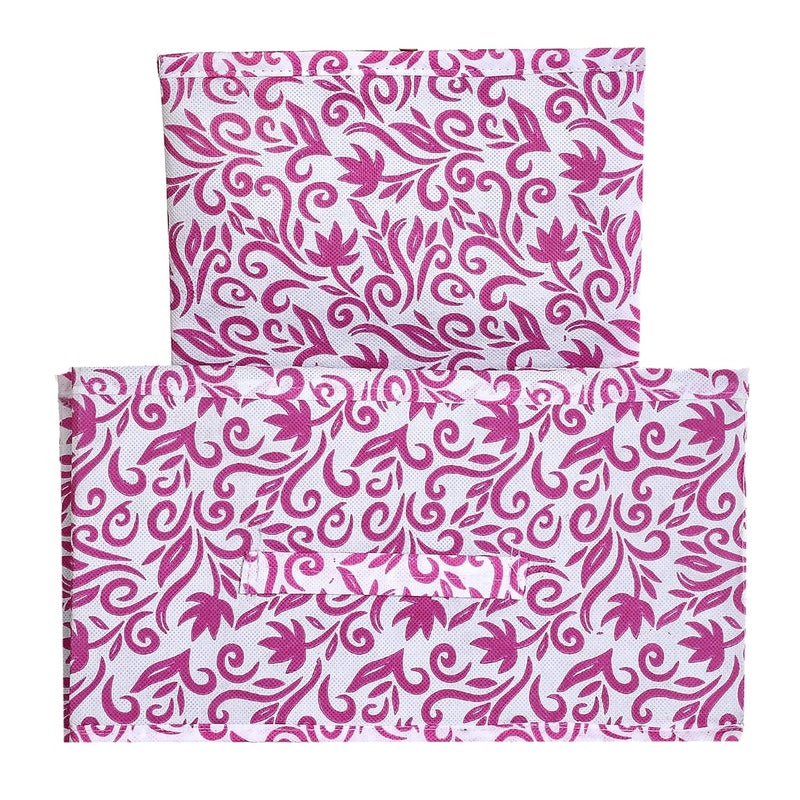 Kuber Industries Kuber Industries Fabric Leaf Print Flodable Storage BoxDrawer Storage And Cloth OrganizerStorage Box For ToysStorage Box Gor Clothes PinkKubmart16004 - Image 4