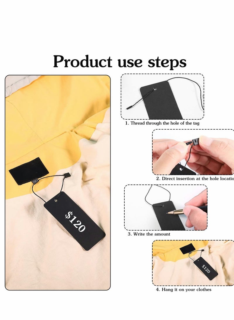 200 Black Hang Tags with String for Gifts and Clothing Easy to Attach Kraft Paper Price Tags - Image 4